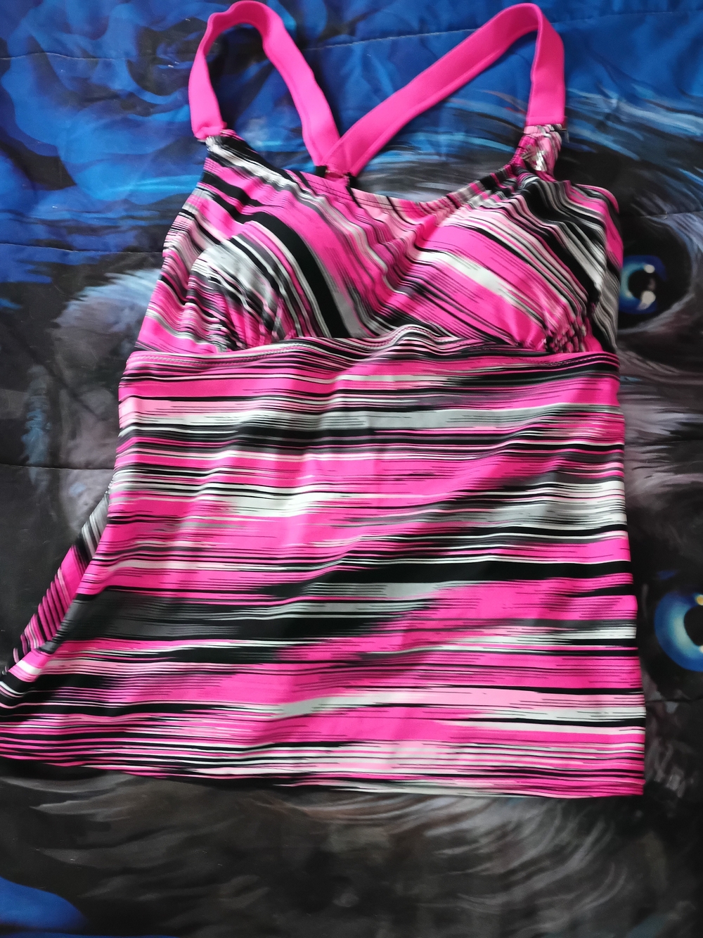 Supportive Pink Striped One-Piece Swimsuit with Built-In Cups